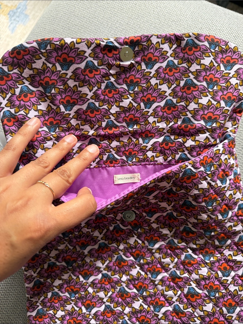 Vera Bradley Pink Floral Quilted Tech Sleeve - Picture 2 of 3